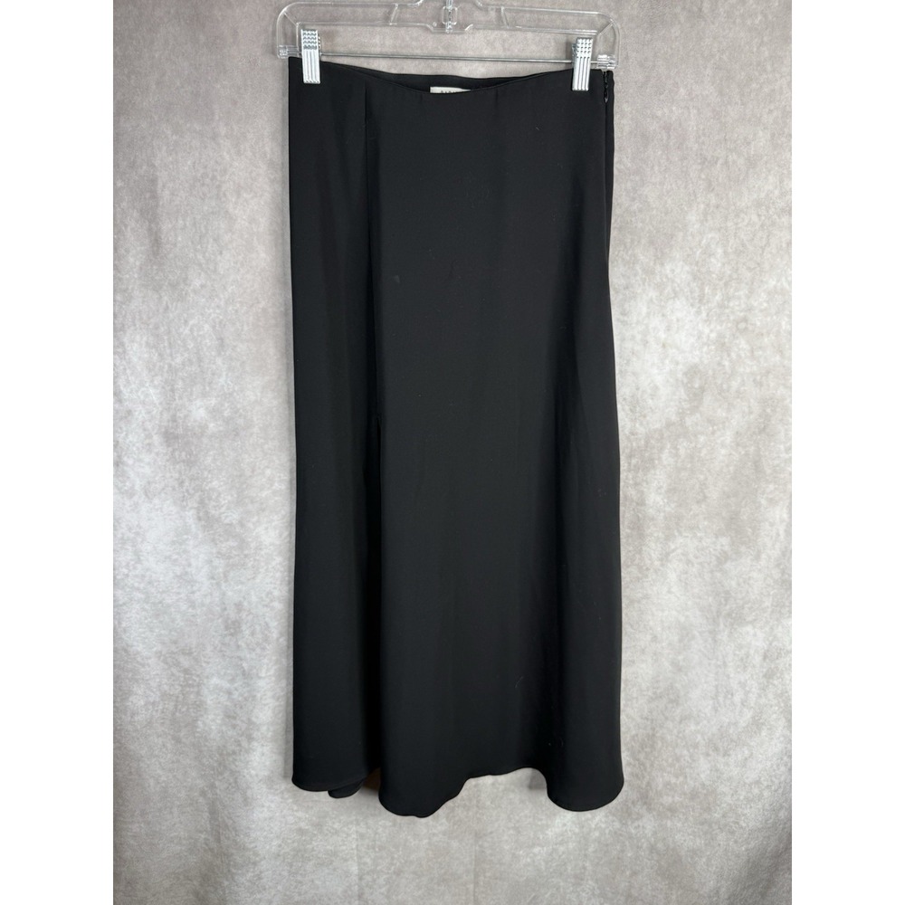 Babaton Satin Midi Slip Skirt With Side Slit In Black Women's Size 8